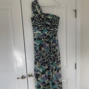 Beautiful print BCBG MaxandCleo one shoulder maxi